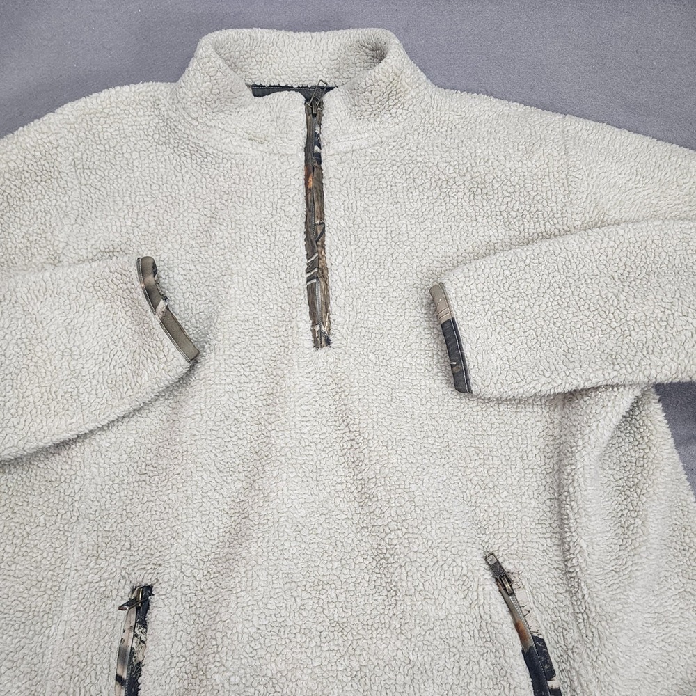 Legendary Whitetails Fleece Pullover Cream Camo Trim Mens Large